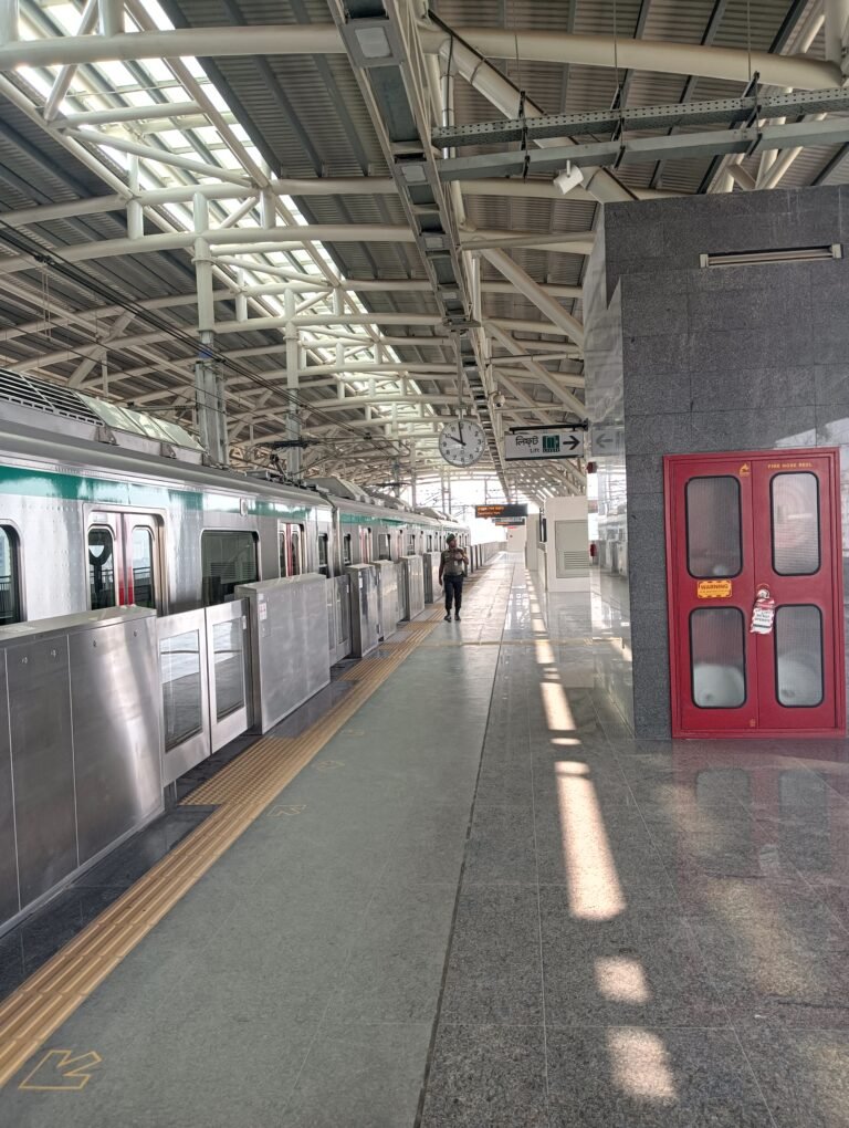 Dhaka Metro Rail train at a station platform
